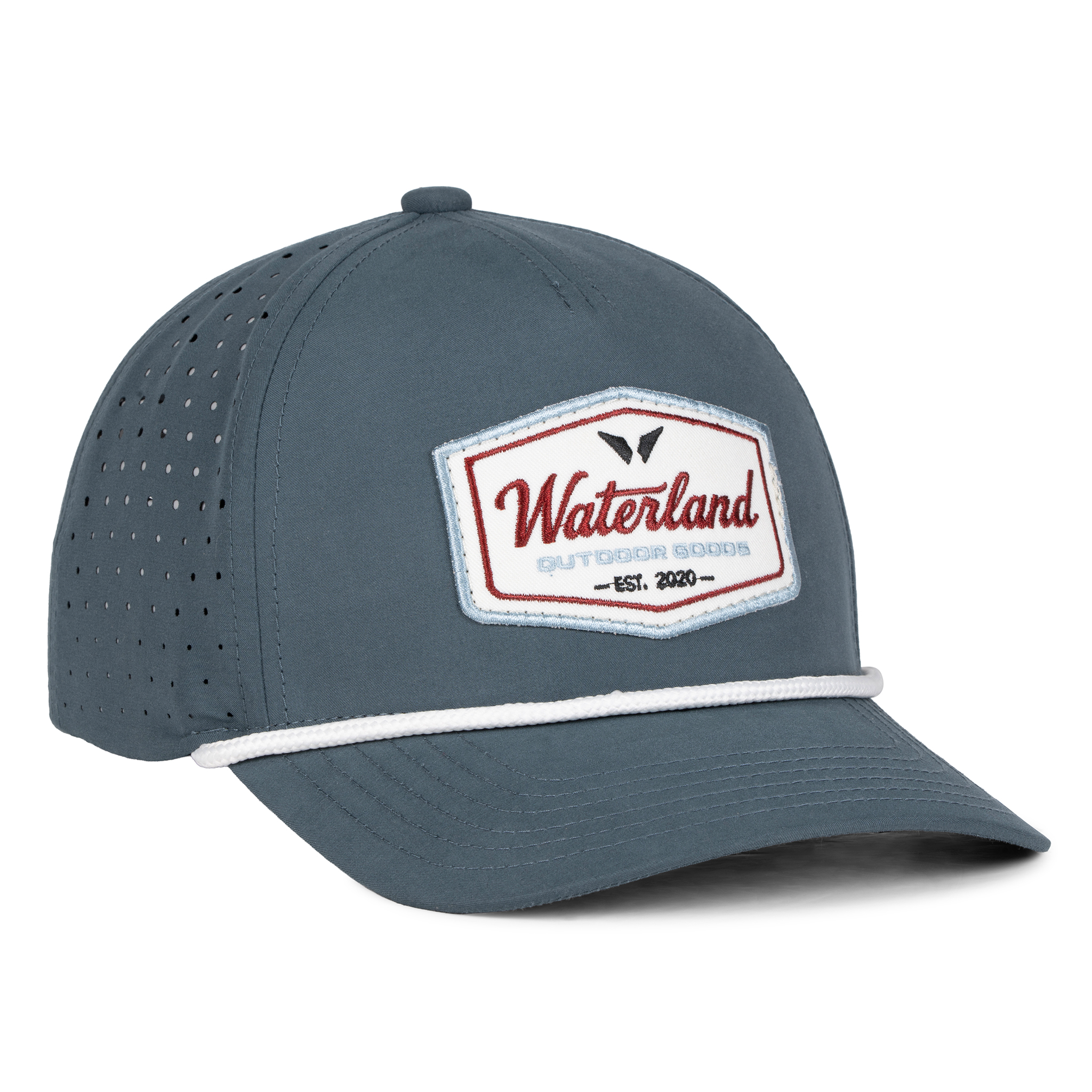 Gray cap with a Waterland logo on a white background