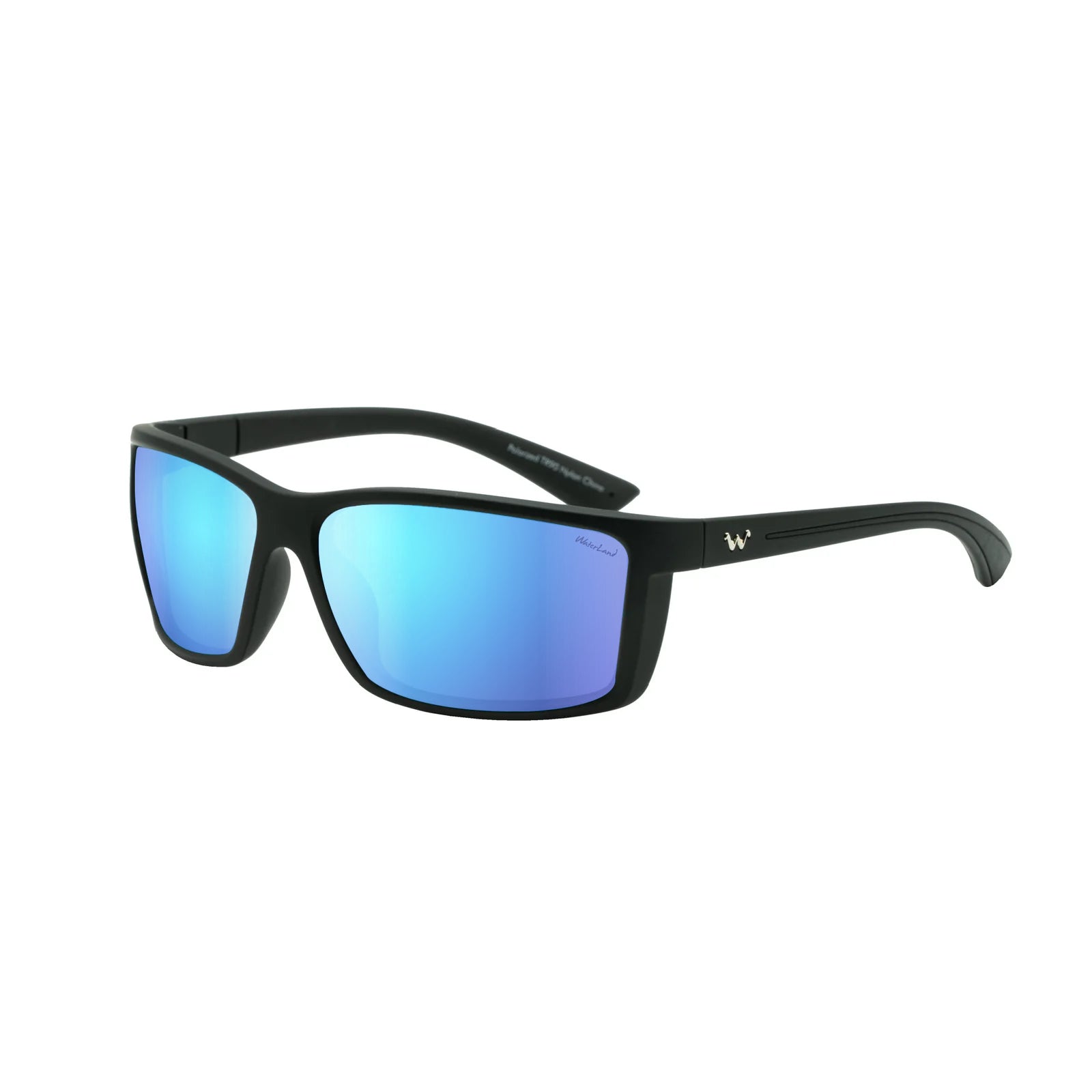 Waterland Polarized Sunglasses - Laydown Series - Matte Black Blue Honey Mirror